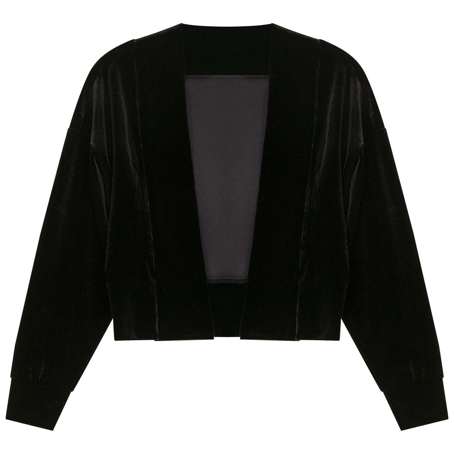 Cropped Velour Open Cardigan