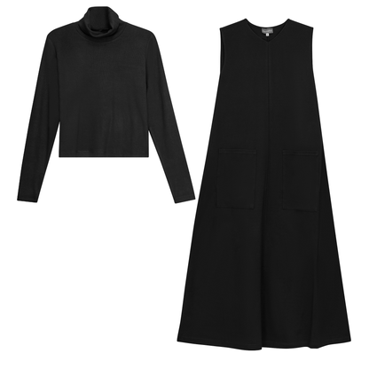 Stretch Midi Pocket Jumper With Matching Turtle Neck
