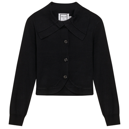 Cropped Knit Collar Cardigan