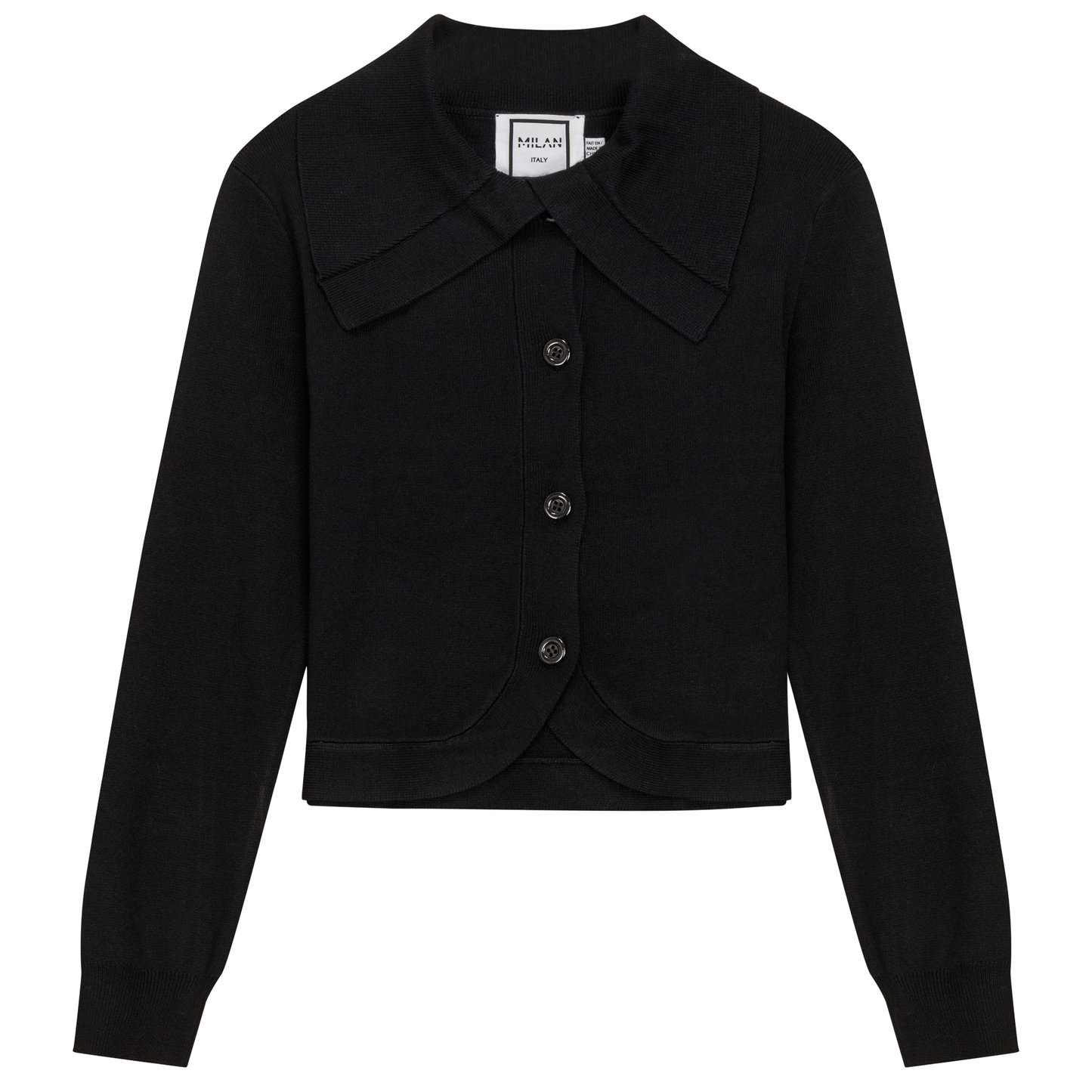 Cropped Knit Collar Cardigan
