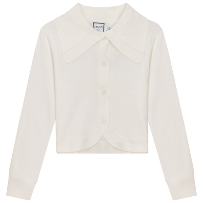 Cropped Knit Collar Cardigan