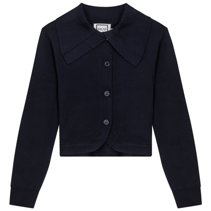 Cropped Knit Collar Cardigan