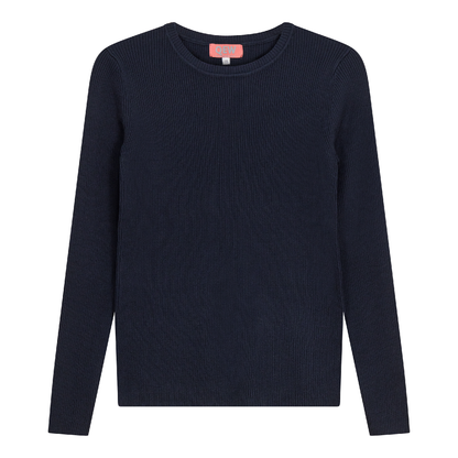 Ribbed Knit Crew Neck Sweater