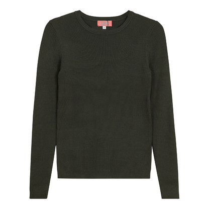 Ribbed Knit Crew Neck Sweater