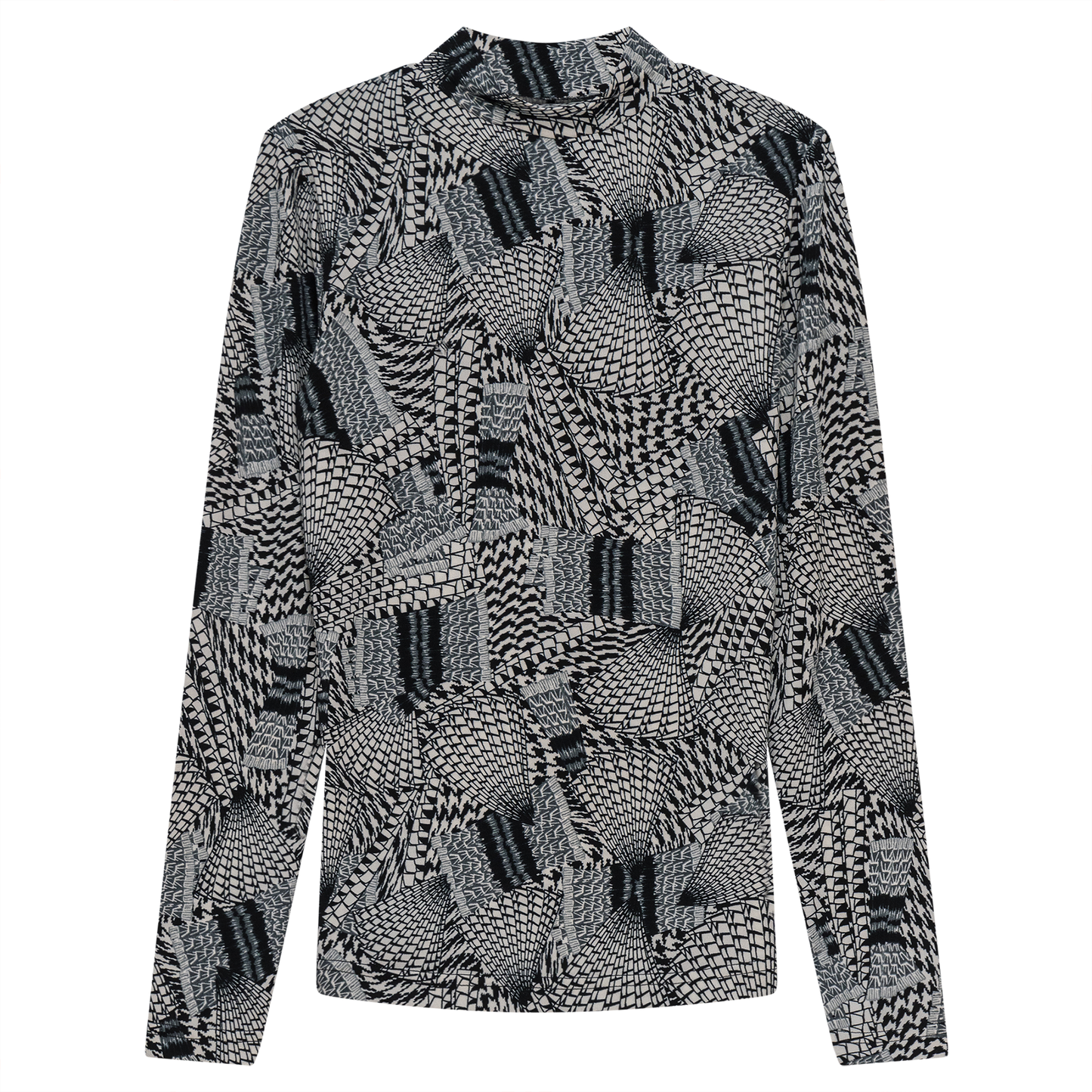 Printed Micro Mock Neck Tee