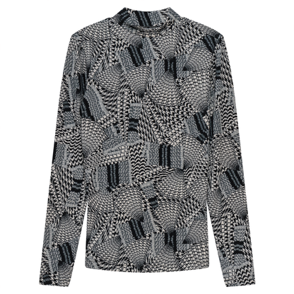 Printed Micro Mock Neck Tee