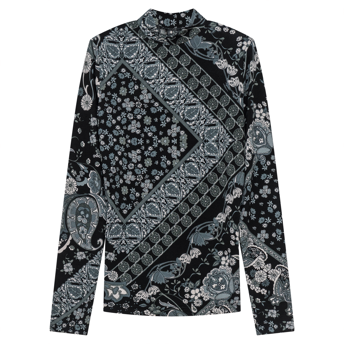Printed Micro Mock Neck Tee