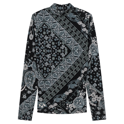 Printed Micro Mock Neck Tee