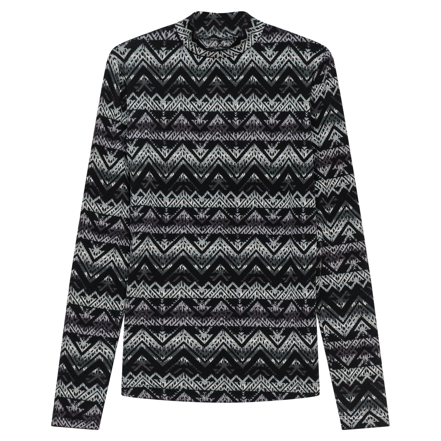 Printed Micro Mock Neck Tee