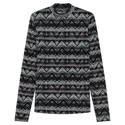 Printed Micro Mock Neck Tee