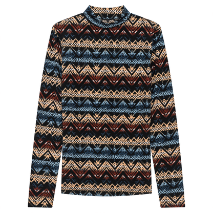 Printed Micro Mock Neck Tee