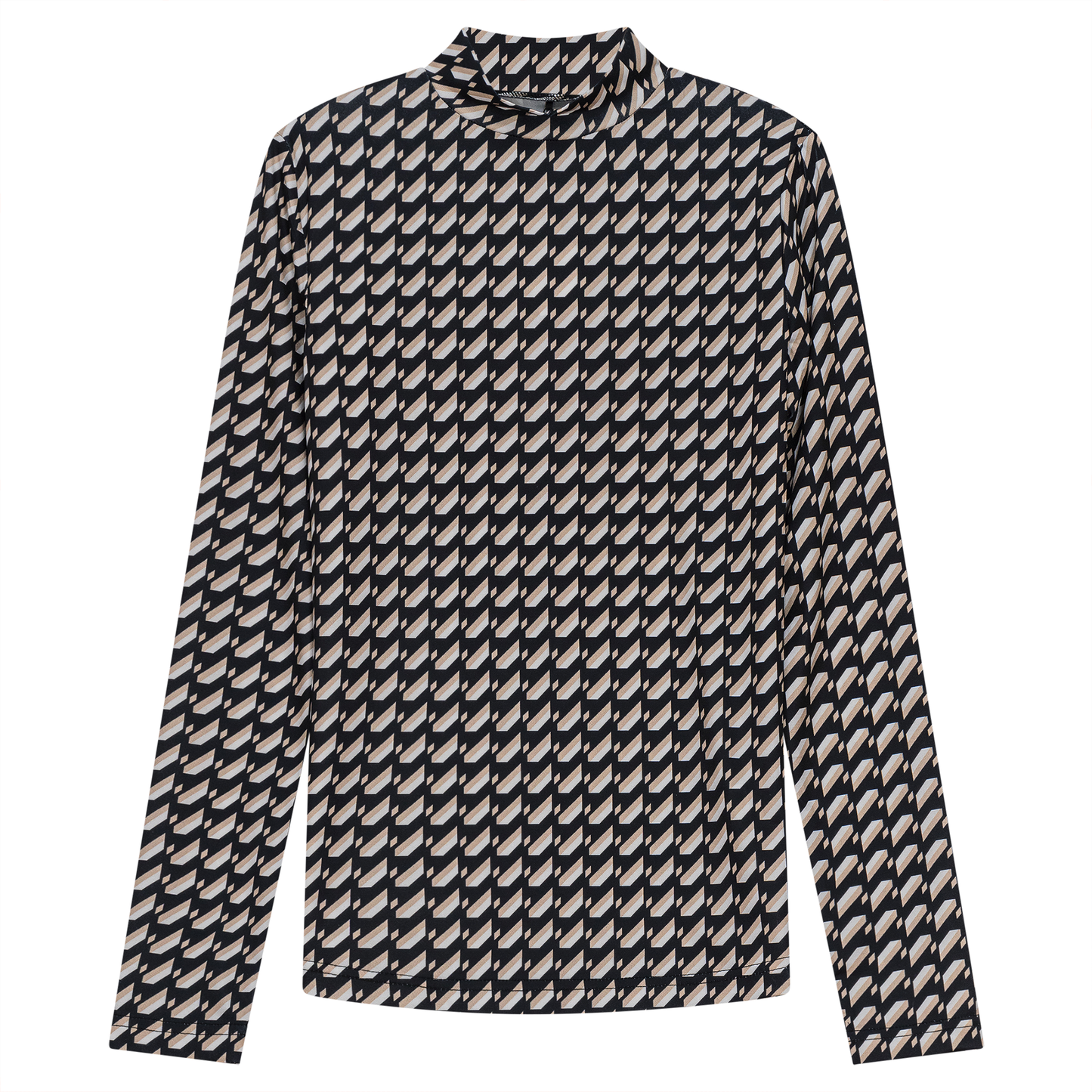 Printed Micro Mock Neck Tee