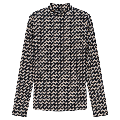 Printed Micro Mock Neck Tee