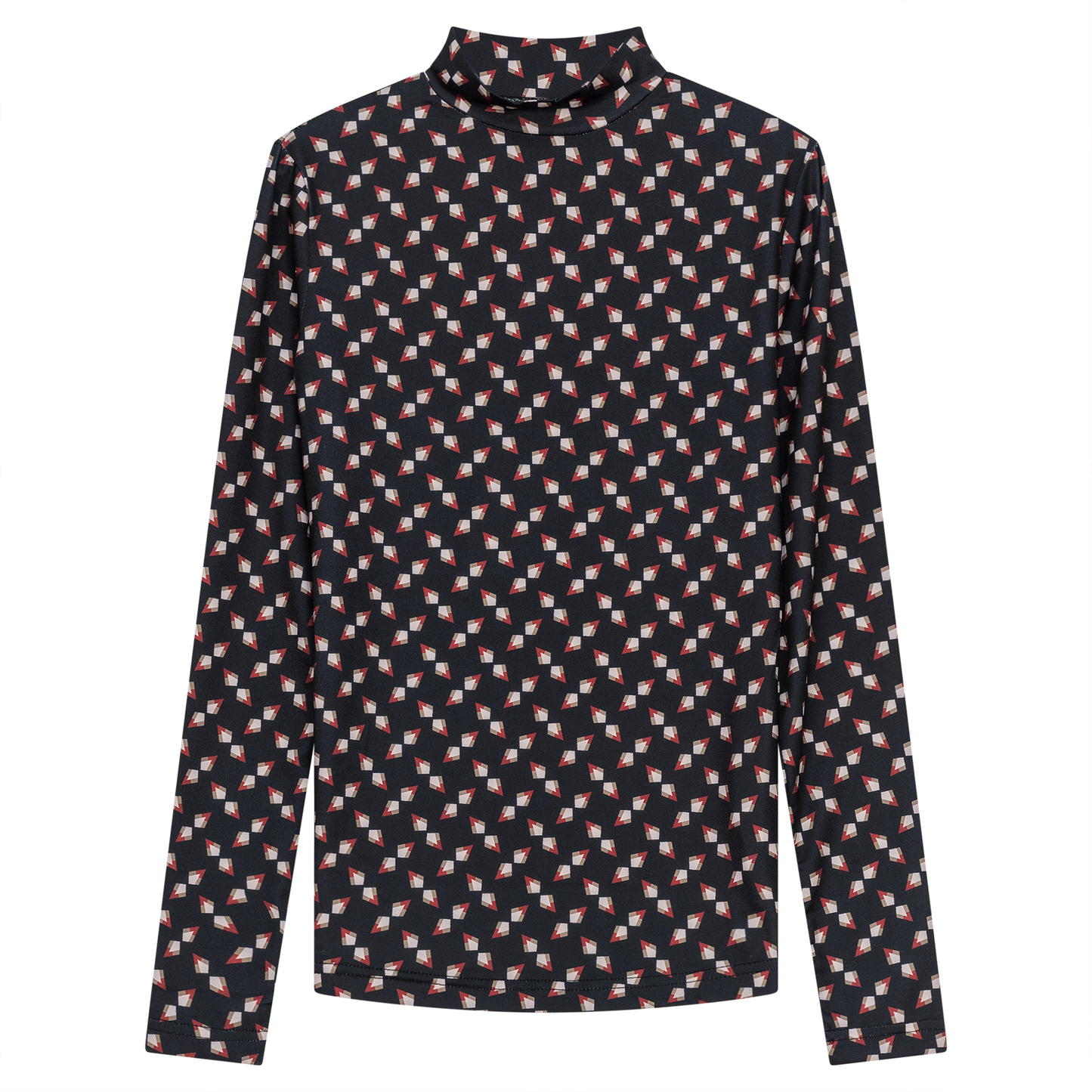 Printed Micro Mock Neck Tee