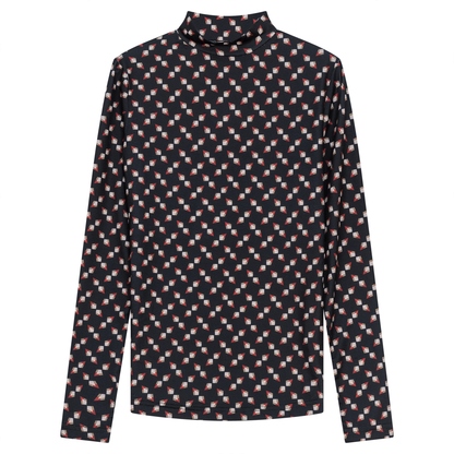 Printed Micro Mock Neck Tee