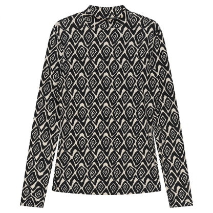 Printed Knit Mock Neck Tee