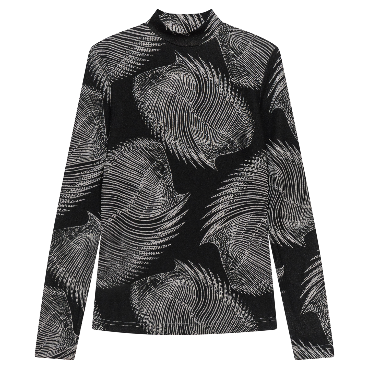 Printed Knit Mock Neck Tee