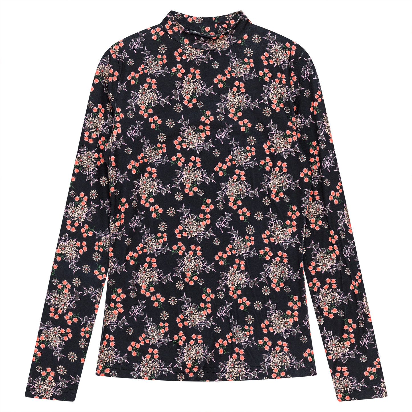 Printed Knit Mock Neck Tee