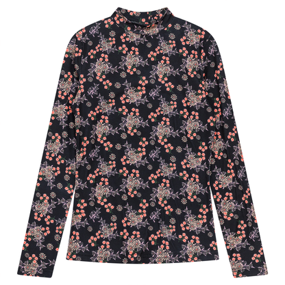 Printed Knit Mock Neck Tee