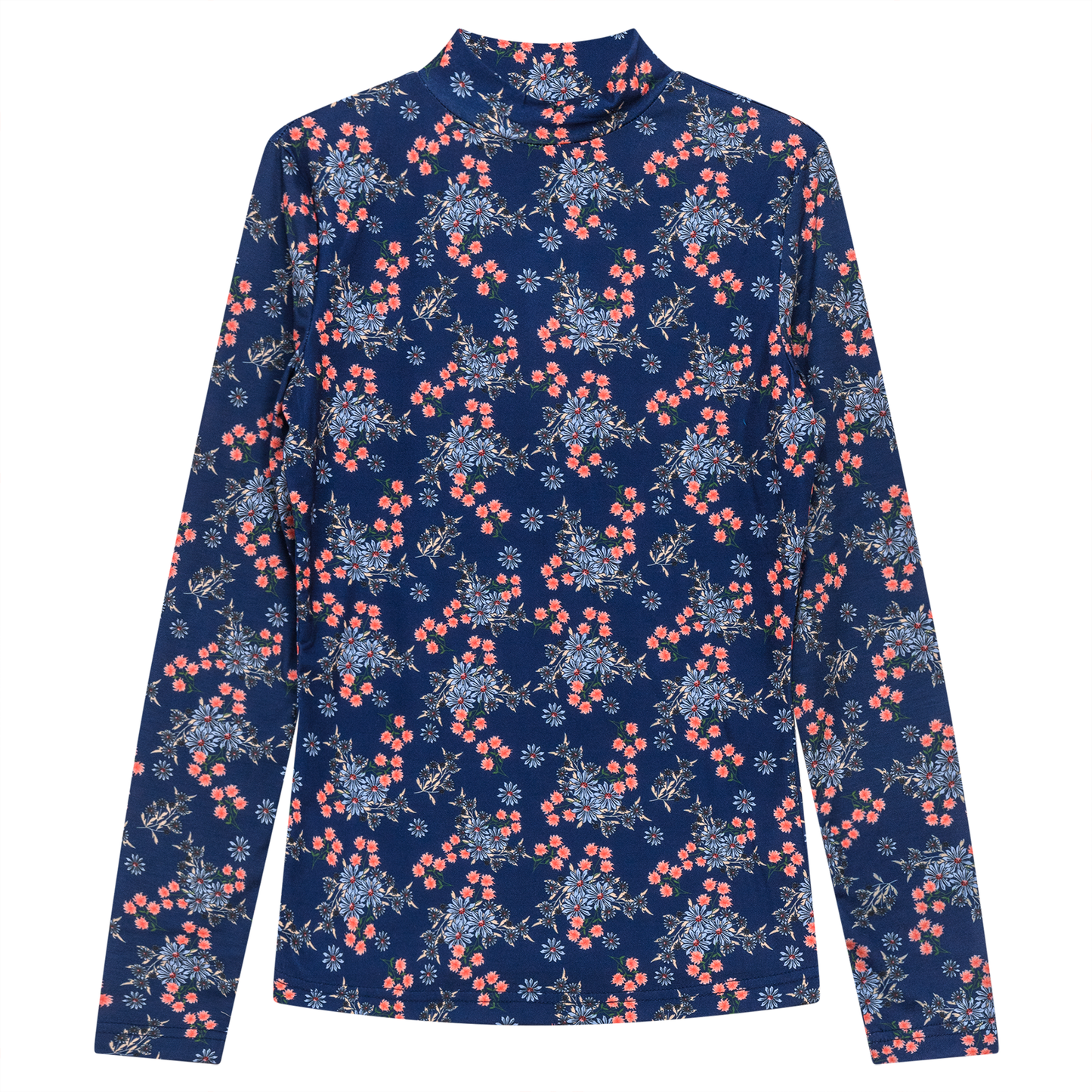 Printed Knit Mock Neck Tee