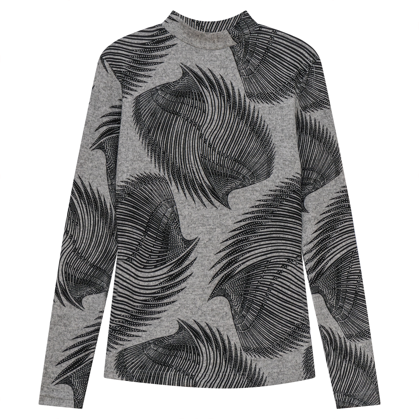 Printed Knit Mock Neck Tee