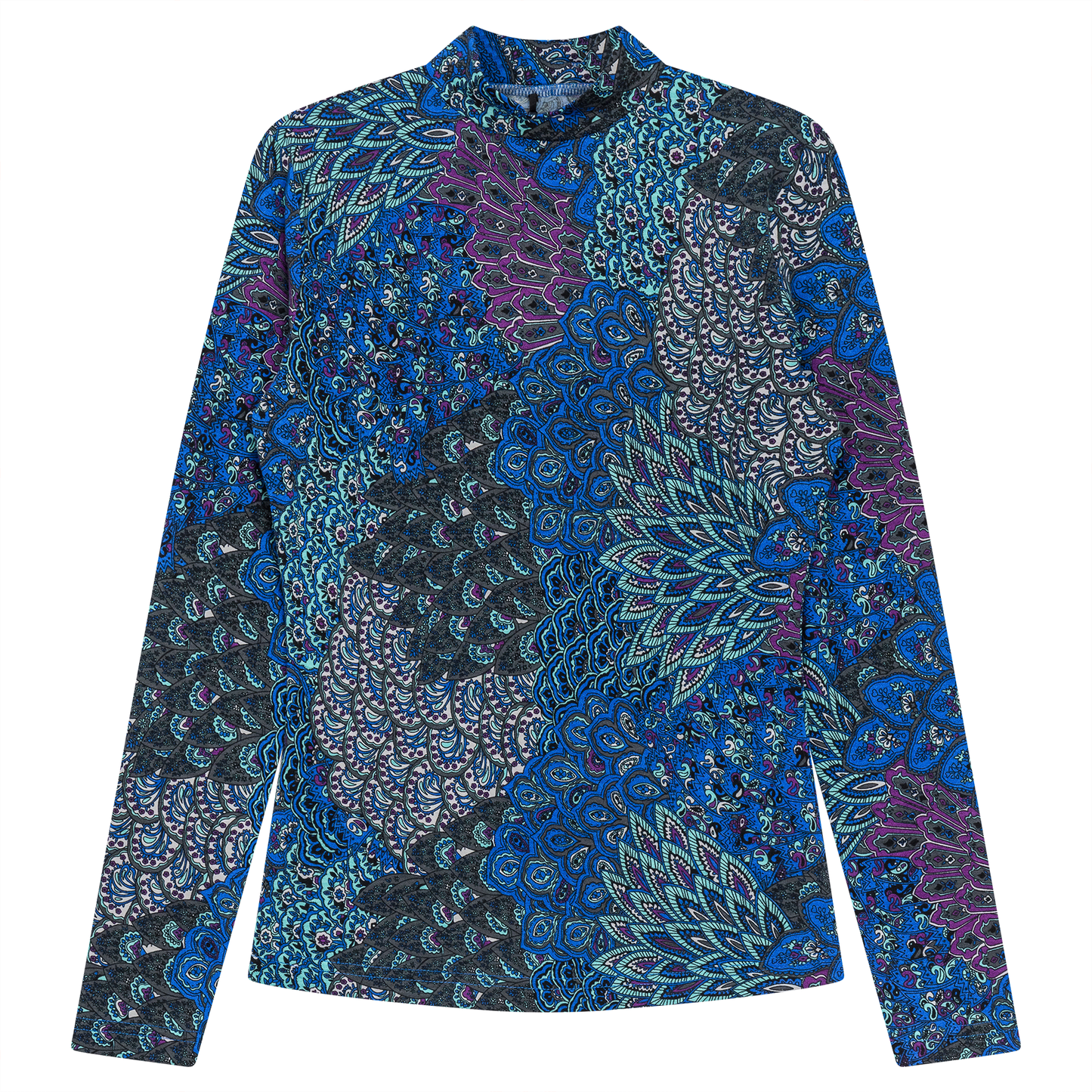 Printed Knit Mock Neck Tee