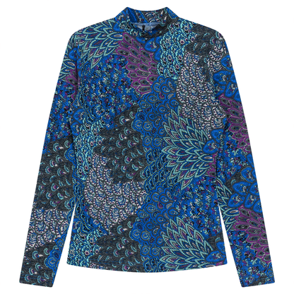 Printed Knit Mock Neck Tee