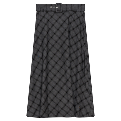 Plaid Belted Skirt