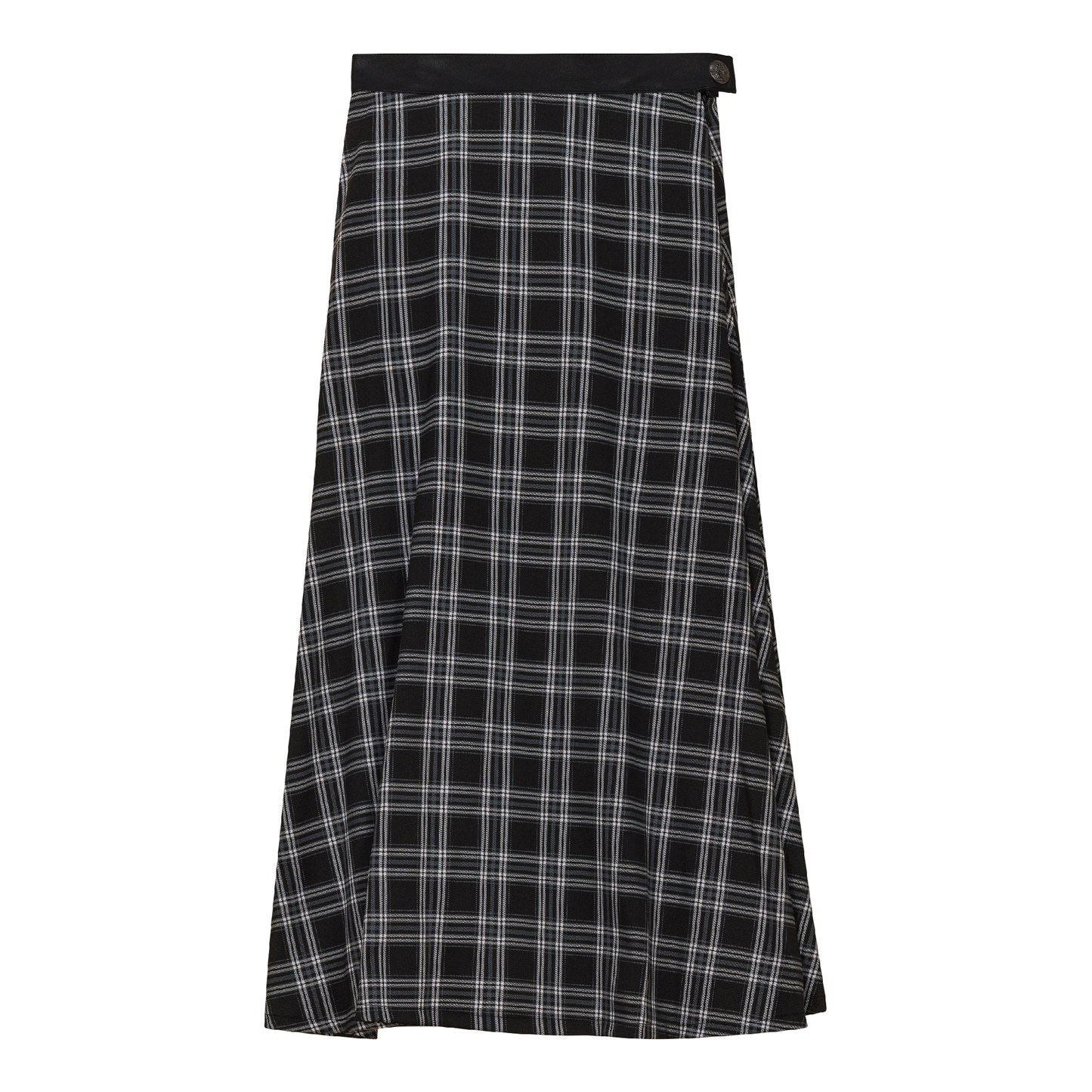 Plaid Fly Front Midi Skirt