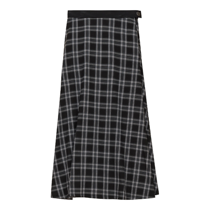 Plaid Fly Front Midi Skirt