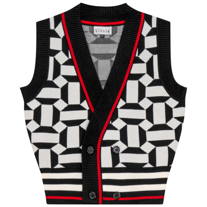 Printed Knit Cardigan Vest