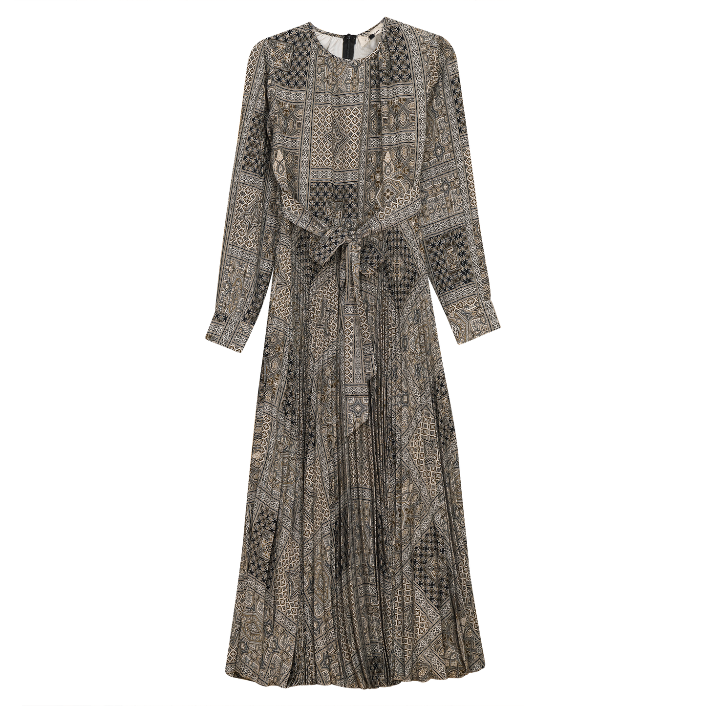 Satin Mosaic pleated Midi Dress