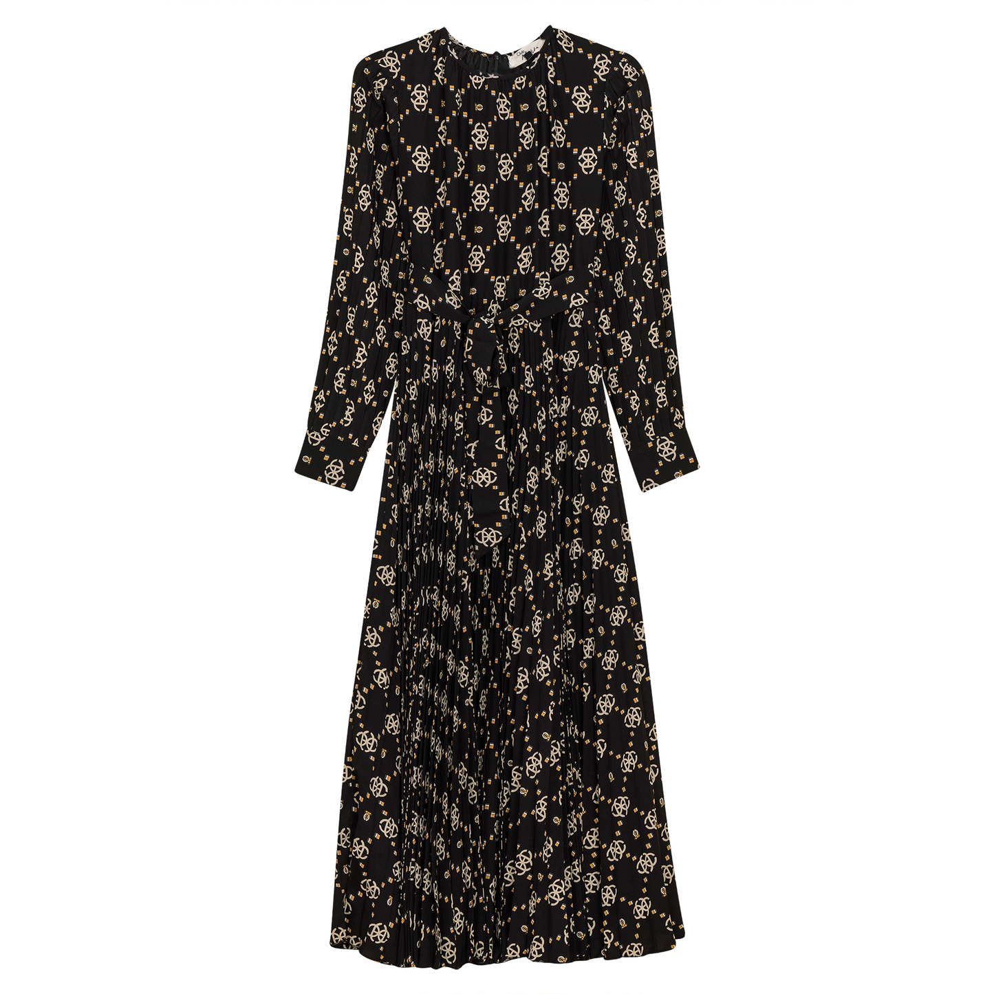 Satin Mosaic pleated Midi Dress