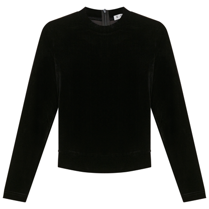 Velour Tie Mock Neck