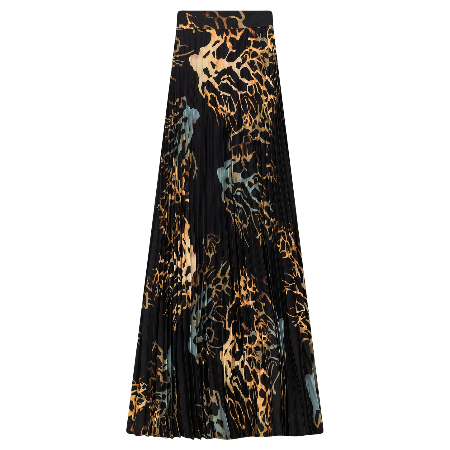 Printed Chiffon Accordian Pleated Midi Skirt