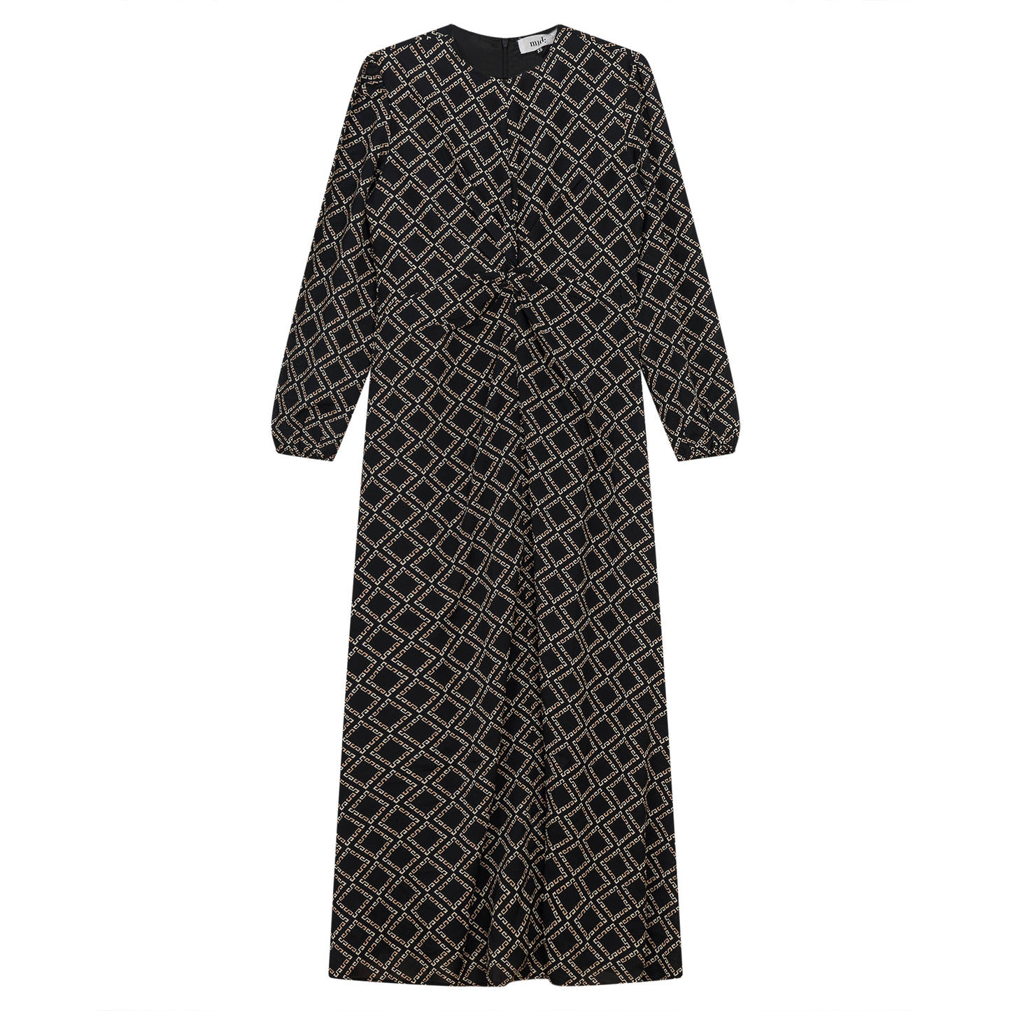Knot Printed Satin Midi Dress