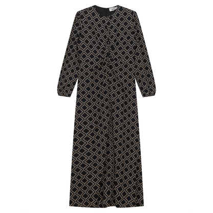 Knot Printed Satin Midi Dress