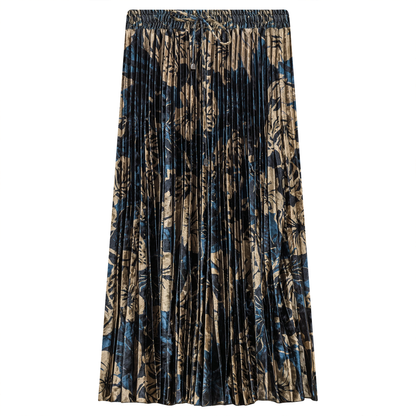 Flocked Velour Accordian Pleated Midi Skirt