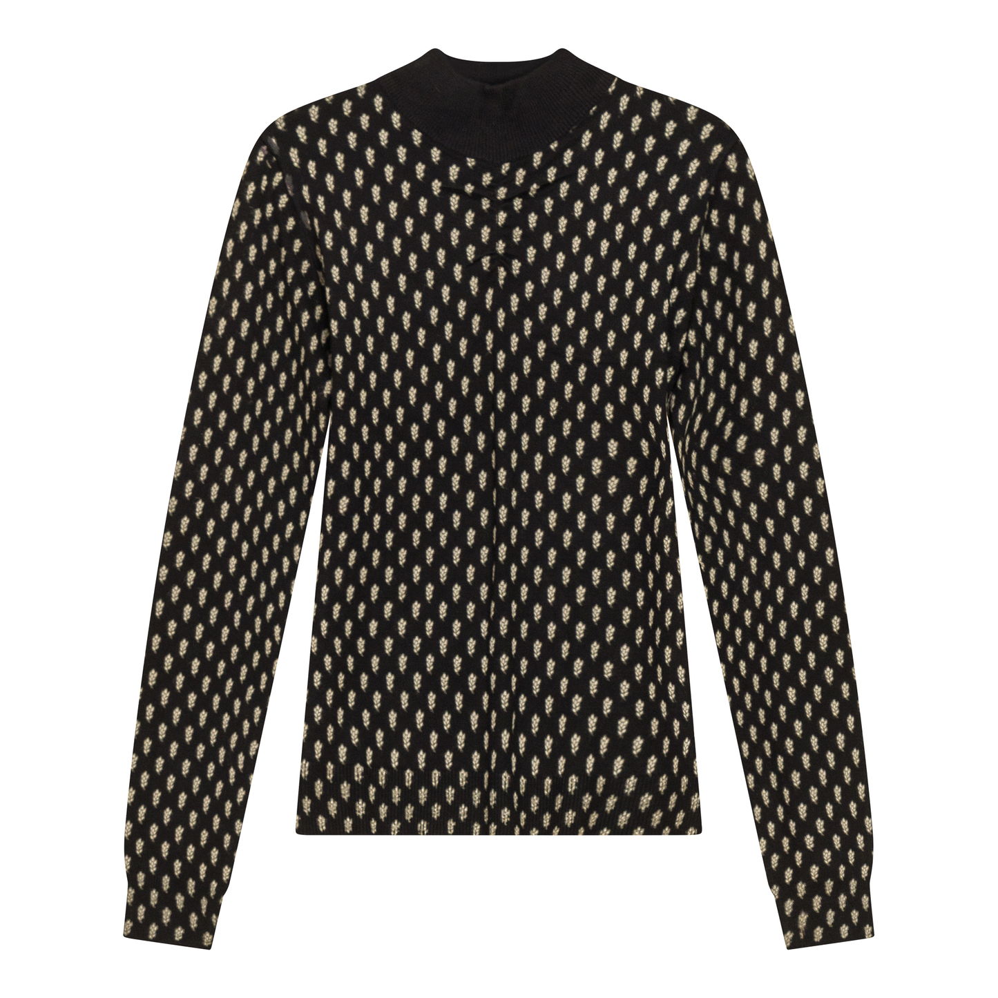 Printed Shirred Mock Neck Sweater