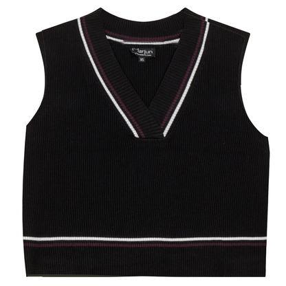 Rib Knit Vest With Contrast Stripes