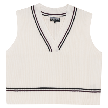 Rib Knit Vest With Contrast Stripes