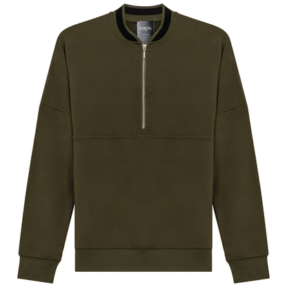 Zip Sweater with 2 Tone Neck