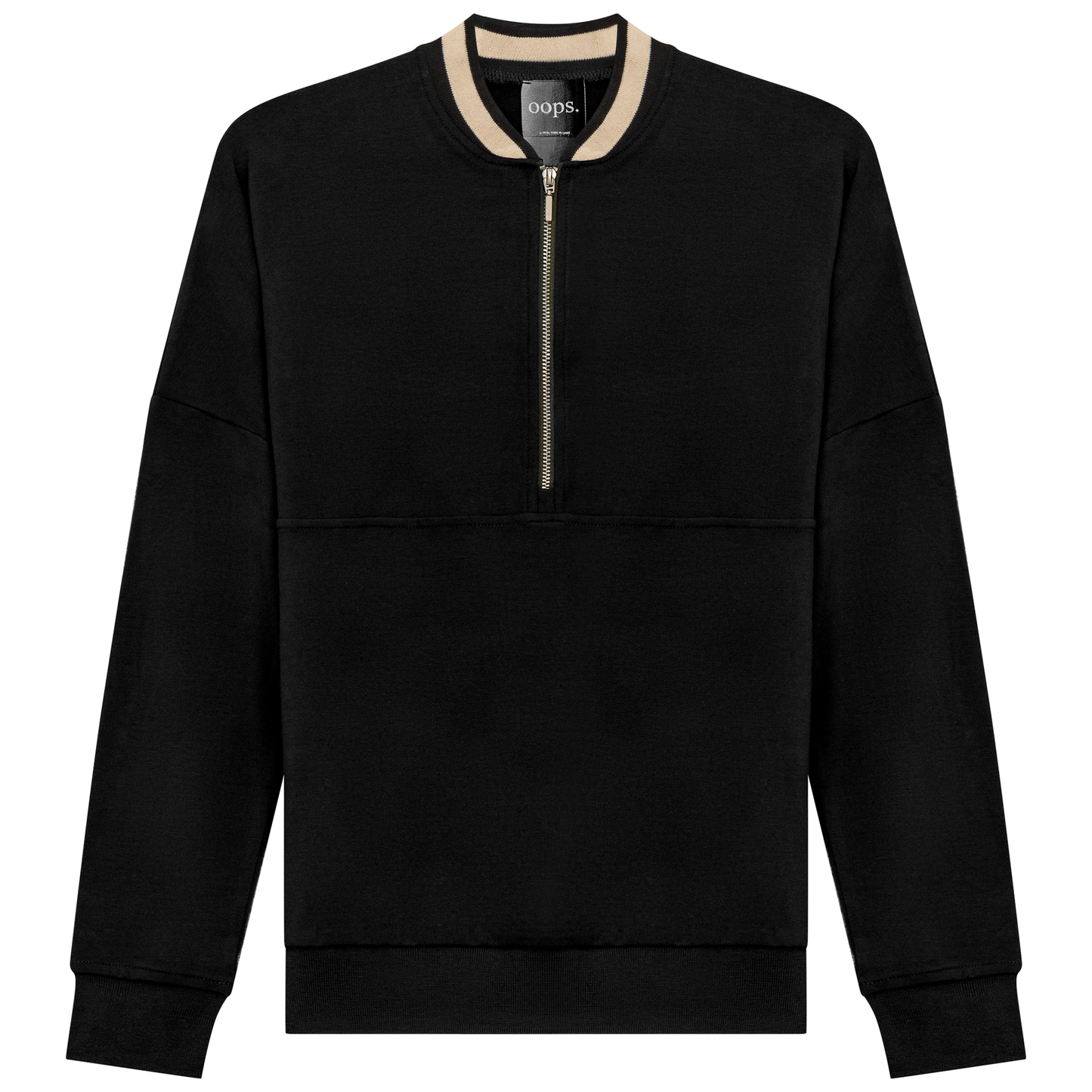 Zip Sweater with 2 Tone Neck