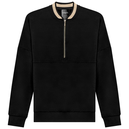 Zip Sweater with 2 Tone Neck