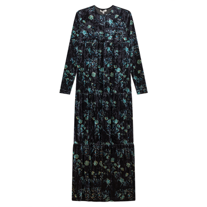 Printed Velour Maxi Dress
