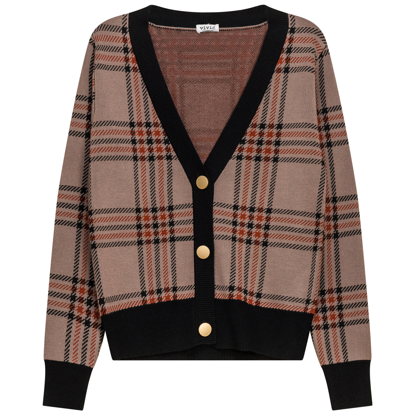 Plaid Knit Cardigan