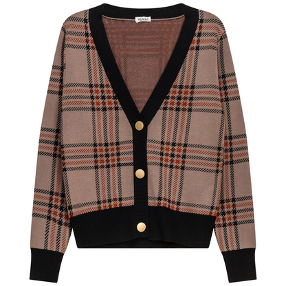 Plaid Knit Cardigan