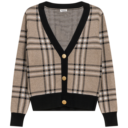 Plaid Knit Cardigan