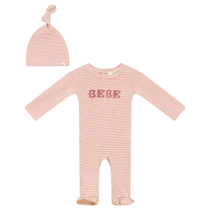 Stripe Stretch Knit Onesie with Hat