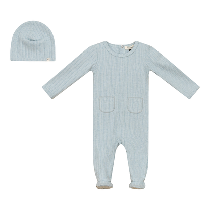 Stripe Stretch Knit  Onesie Set with Pockets